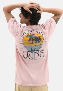 Vans Sunset Dual Palm Vintage Ss Tee - T-Shirt Print - Medium Pink